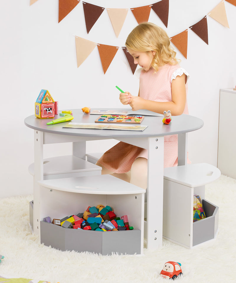 Yorbay runder Kindertisch Set Natur - YB030-D033 - 8 - Yorbay.de