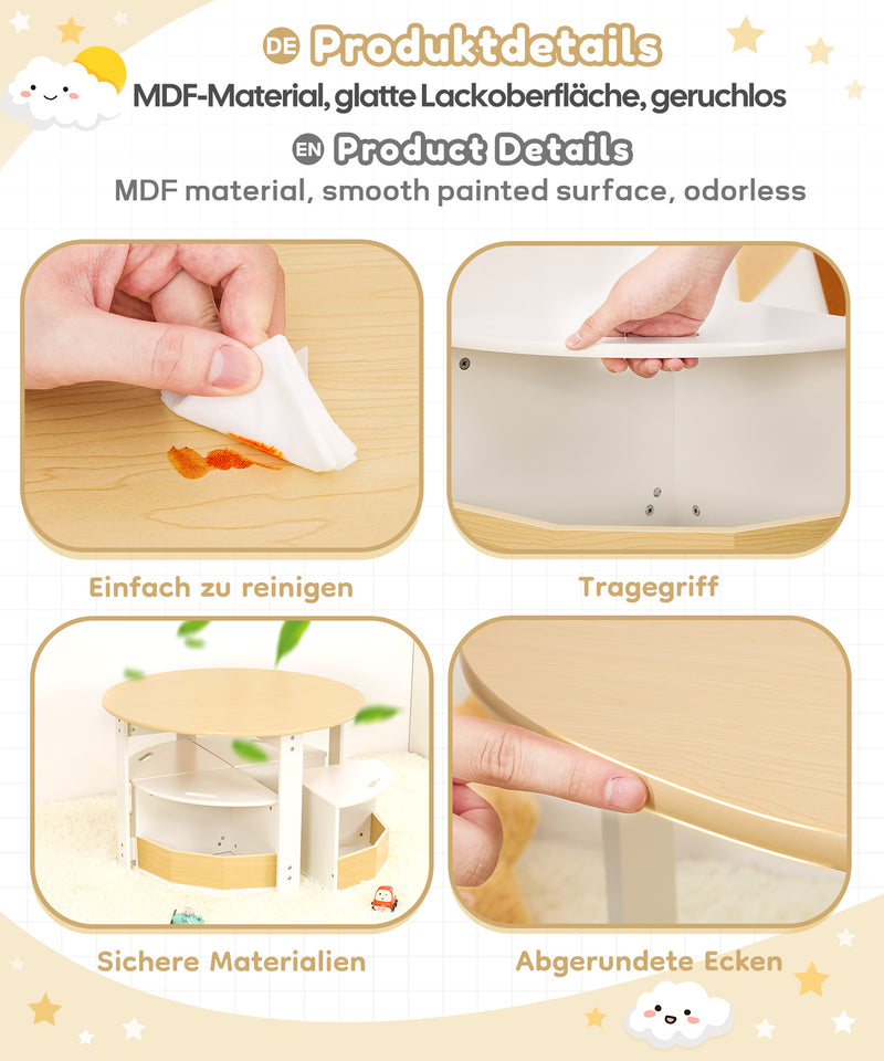 Yorbay runder Kindertisch Set Natur - YB030-D033 - 2 - Yorbay.de