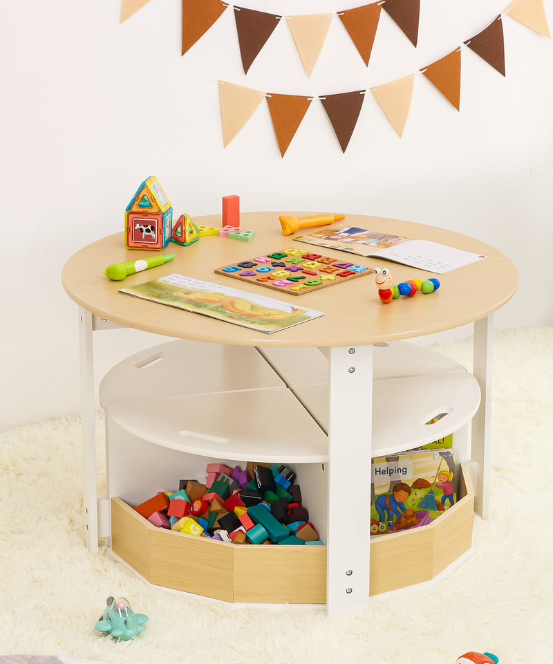 Yorbay runder Kindertisch Set Natur - YB030-D033 - 4 - Yorbay.de