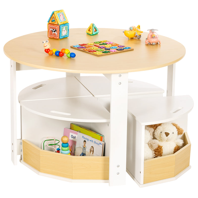 Yorbay runder Kindertisch Set Natur - YB030-D033 - 1 - Yorbay.de