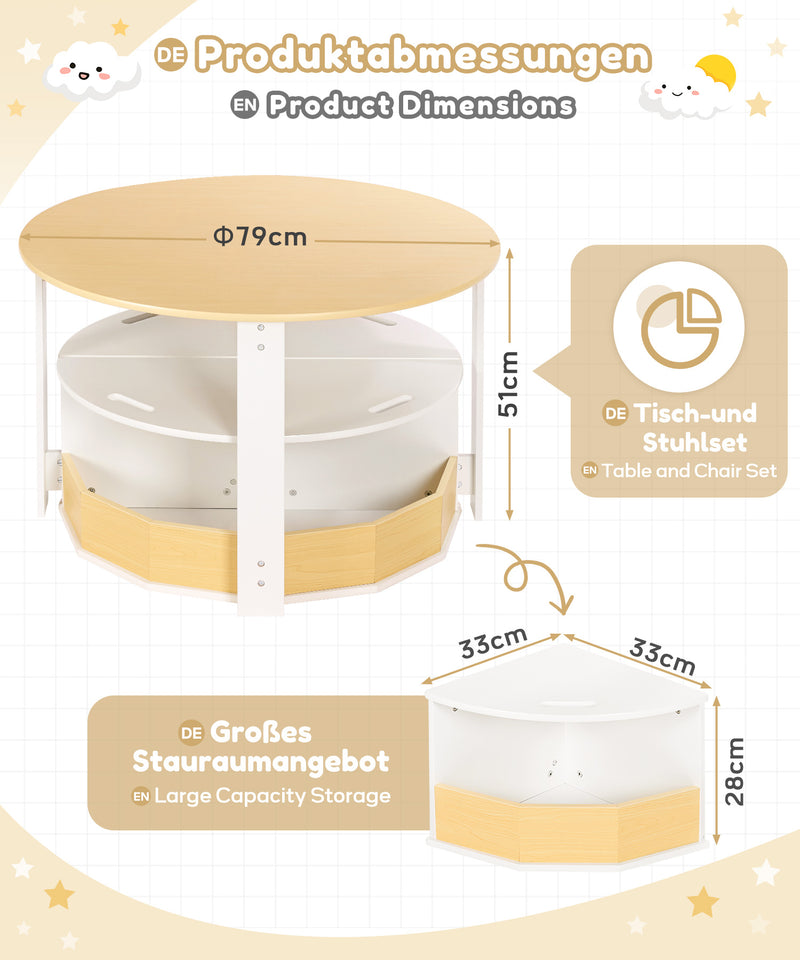 Yorbay runder Kindertisch Set Natur - YB030-D033 - 3 - Yorbay.de