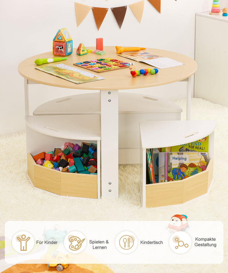 Yorbay runder Kindertisch Set Natur - YB030-D033 - 6 - Yorbay.de
