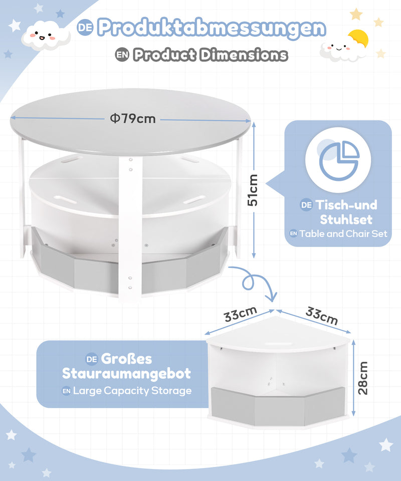 Yorbay runder Kindertisch Set Grau - YB030-D034 - 12 - Yorbay.de