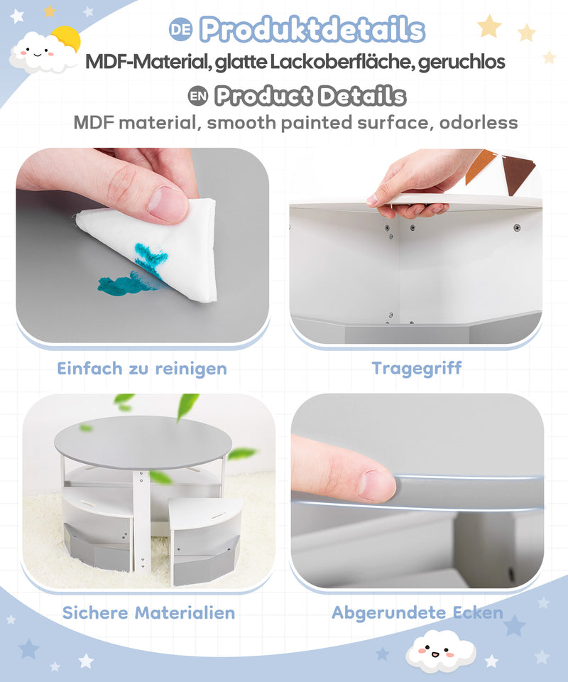 Yorbay runder Kindertisch Set Grau - YB030-D034 - 11 - Yorbay.de