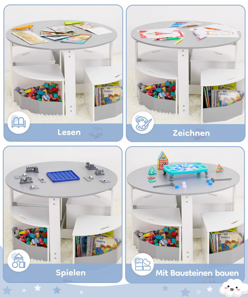 Yorbay runder Kindertisch Set Grau - YB030-D034 - 14 - Yorbay.de