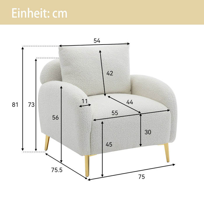 Teddy - Samtsessel mit Kissen und goldenen Metallbeinen - YB - WF311372AAW - 3 - Yorbay.de