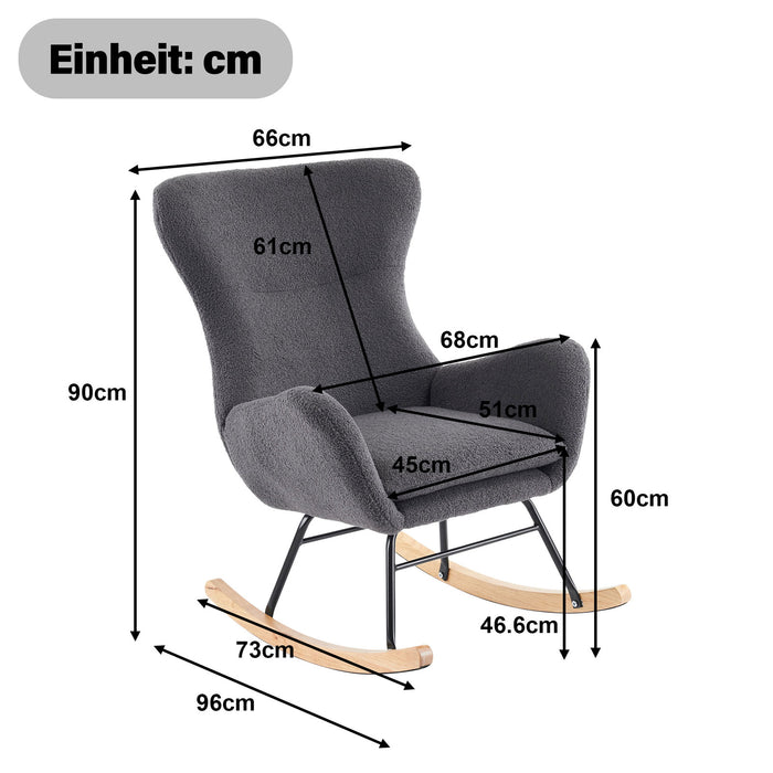 Teddy-Samt-Schaukelstuhl mit hoher Rückenlehne, 68 cm breite Sitzfläche 3 - Yorbay.de