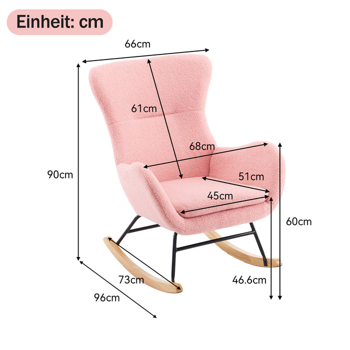 Teddy-Samt-Schaukelstuhl mit hoher Rückenlehne, 68 cm breite Sitzfläche 12 - Yorbay.de