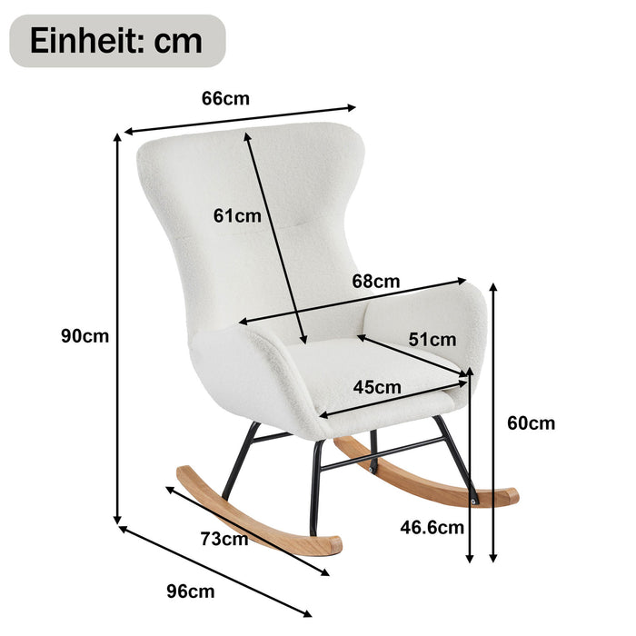 Teddy-Samt-Schaukelstuhl mit hoher Rückenlehne, 68 cm breite Sitzfläche 26 - Yorbay.de