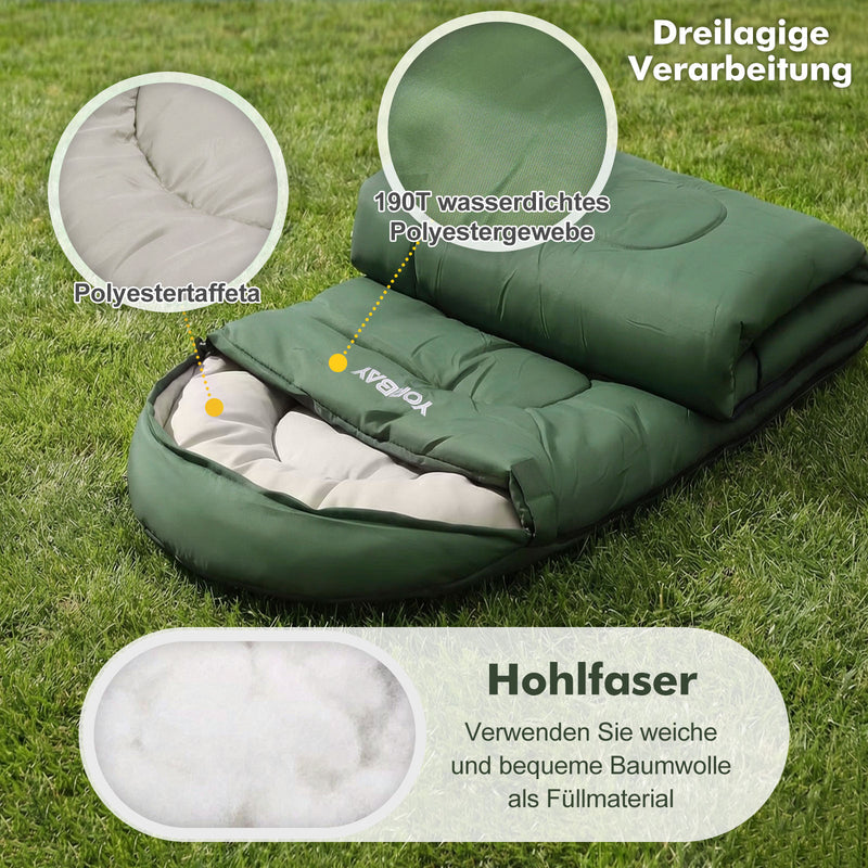 schlafsack hohlfaser Schlafsack 4 Jahreszeiten -5°C -10°C, wasserdicht, 220×75 cm — Yorbay.de