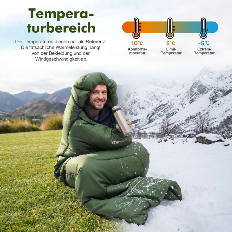 schlafsack extremtemperatur Schlafsack 4 Jahreszeiten -5°C -10°C, wasserdicht, 220×75 cm — Yorbay.de