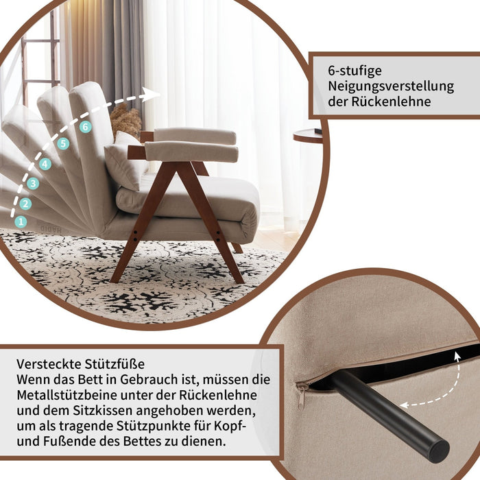 6 - fach verstellbares, umwandelbares Schlafsofa – Klappsessel und Einzelbett in einem - YB - PP315075AAA - 3 - Yorbay.de