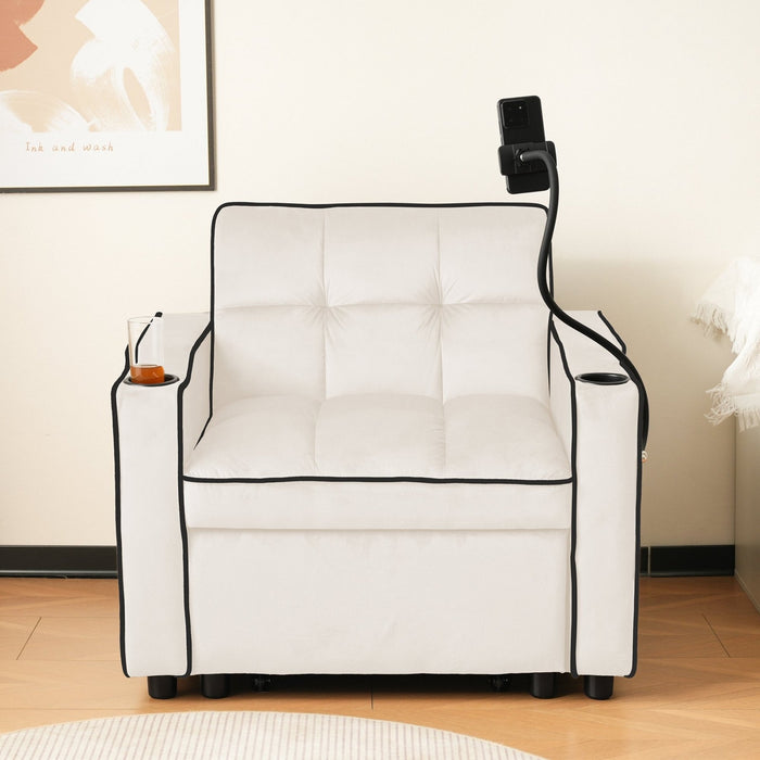 3 - in - 1 Schlafsofa, Einzel - Sessel, Liegestuhl und ausziehbares Bett mit Getränke - und Handyhalter - YB - WF228352353B - 2 - Yorbay.de