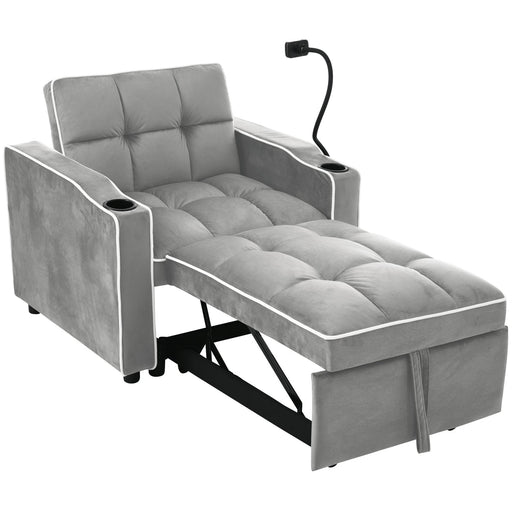 3 - in - 1 Schlafsofa, Einzel - Sessel, Liegestuhl und ausziehbares Bett mit Getränke - und Handyhalter - YB - WF228352353G - 17 - Yorbay.de