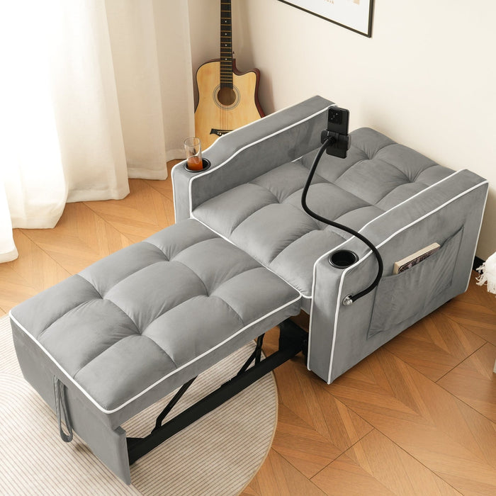 3 - in - 1 Schlafsofa, Einzel - Sessel, Liegestuhl und ausziehbares Bett mit Getränke - und Handyhalter - YB - WF228352353G - 20 - Yorbay.de