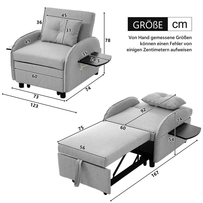 Einzel - Schlafsofa mit 3 - in - 1 - Design – Sessel, Liegestuhl & Bett - YB - WF228385388G - 18 - Yorbay.de