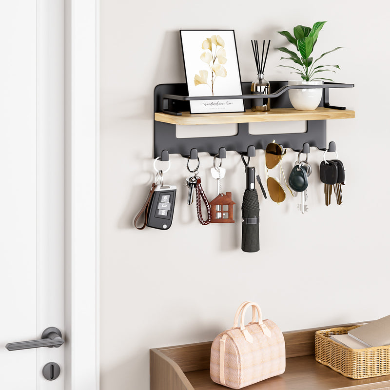 Yorbay Schlüsselbrett mit 7 Haken und Holzablage - YB079 - T066 - 2 - Yorbay.de