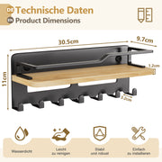 Yorbay Schlüsselbrett mit 7 Haken und Holzablage - YB079 - T066 - 3 - Yorbay.de