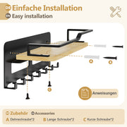 Yorbay Schlüsselbrett mit 7 Haken und Holzablage - YB079 - T066 - 6 - Yorbay.de
