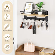 Yorbay Schlüsselbrett mit 7 Haken und Holzablage - YB079 - T066 - 7 - Yorbay.de