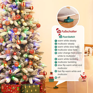 Schmaler künstlicher Weihnachtsbaum mit 10 Lichtmodi für Weihnachtsdeko —  Yorbay.de