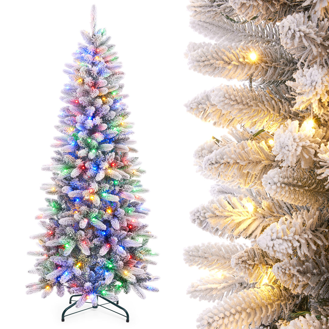 Schmaler künstlicher Weihnachtsbaum mit 10 Lichtmodi für Weihnachtsdeko —