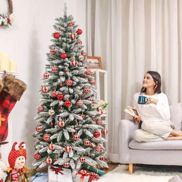 Schmaler künstlicher Weihnachtsbaum mit 10 Lichtmodi für Weihnachtsdeko —  Yorbay.de