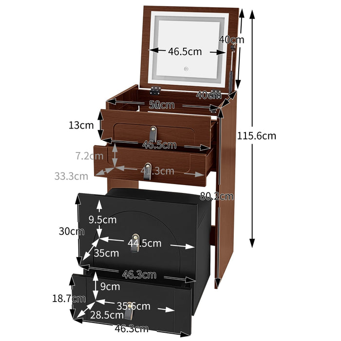 Schminktisch mit LED - Beleuchtung, Spiegel und Hocker - YB - N634P1855890A - 3 - Yorbay.de