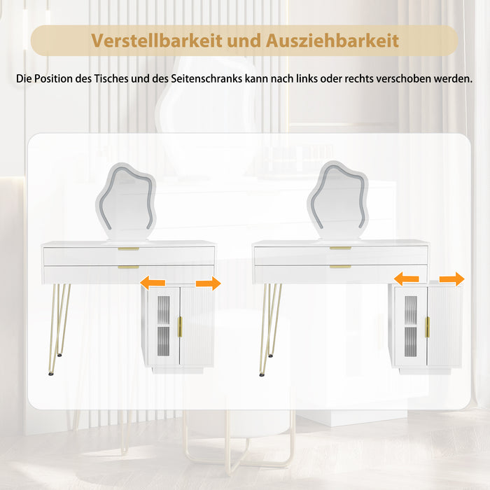 Schminktisch mit LED - Spiegel und ausziehbarem Design - YB - RN3190845AAW - 6 - Yorbay.de