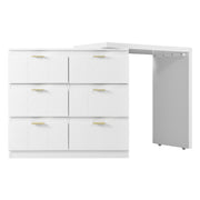 Schminktisch mit Beistelltisch, 6 Schubladen und drehbarer Tischplatte - YB - 3063112AAW - 4 - Yorbay.de