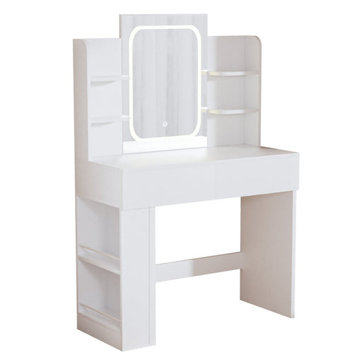 Yorbay Schminktisch mit LED-Spiegel, 2 Schubladen & offenen Ablagen - YW015-D084 - 1 - Yorbay.de