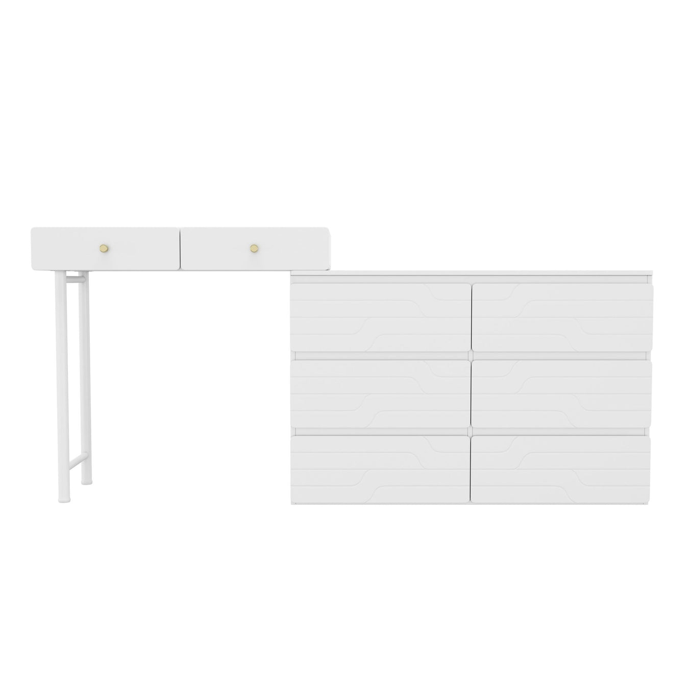 Schminktisch mit Seitenschrank, 180x40x85cm - YB - 5323023AAW - 1 - Yorbay.de