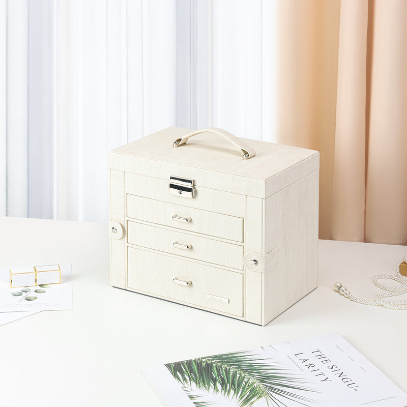 Yorbay Schmuckkästchen aus Kunstleder mit 3 Schubladen und Mini-Box