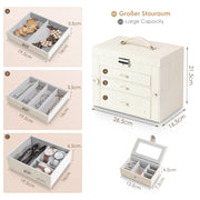 Yorbay Schmuckkästchen aus Kunstleder mit 3 Schubladen und Mini-Box - B31 - 2 - Yorbay.de