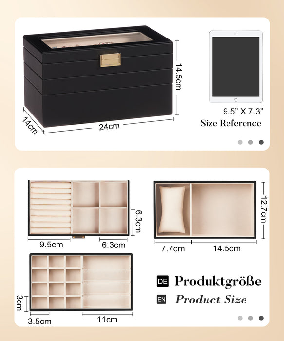 Schmucktablett 3 ebene in schwarz sl001 seelux yorbay.de 03