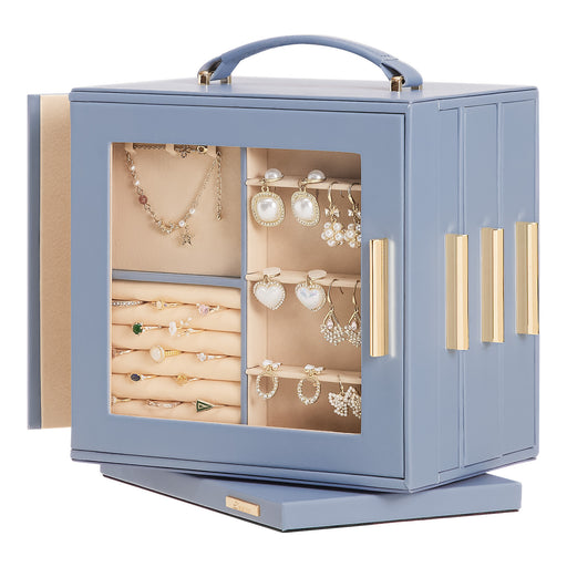 Yorbay Schmuckkästchen mit 360° Drehung, Klarem Schaufenster und 9 Schubladen - SL008-C148 - 13 - Yorbay.de