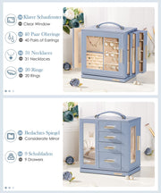 Yorbay Schmuckkästchen mit 360° Drehung, Klarem Schaufenster und 9 Schubladen - SL008-C144 - 10 - Yorbay.de