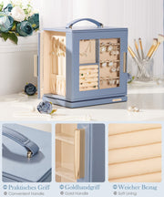 Yorbay Schmuckkästchen mit 360° Drehung, Klarem Schaufenster und 9 Schubladen - SL008-C144 - 12 - Yorbay.de