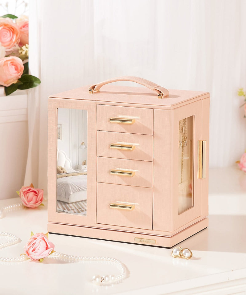 Yorbay Schmuckkästchen mit 360° Drehung, Klarem Schaufenster und 9 Schubladen - SL008-C150 - 24 - Yorbay.de