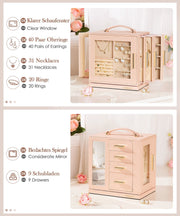 Yorbay Schmuckkästchen mit 360° Drehung, Klarem Schaufenster und 9 Schubladen - SL008-C148 - 18 - Yorbay.de