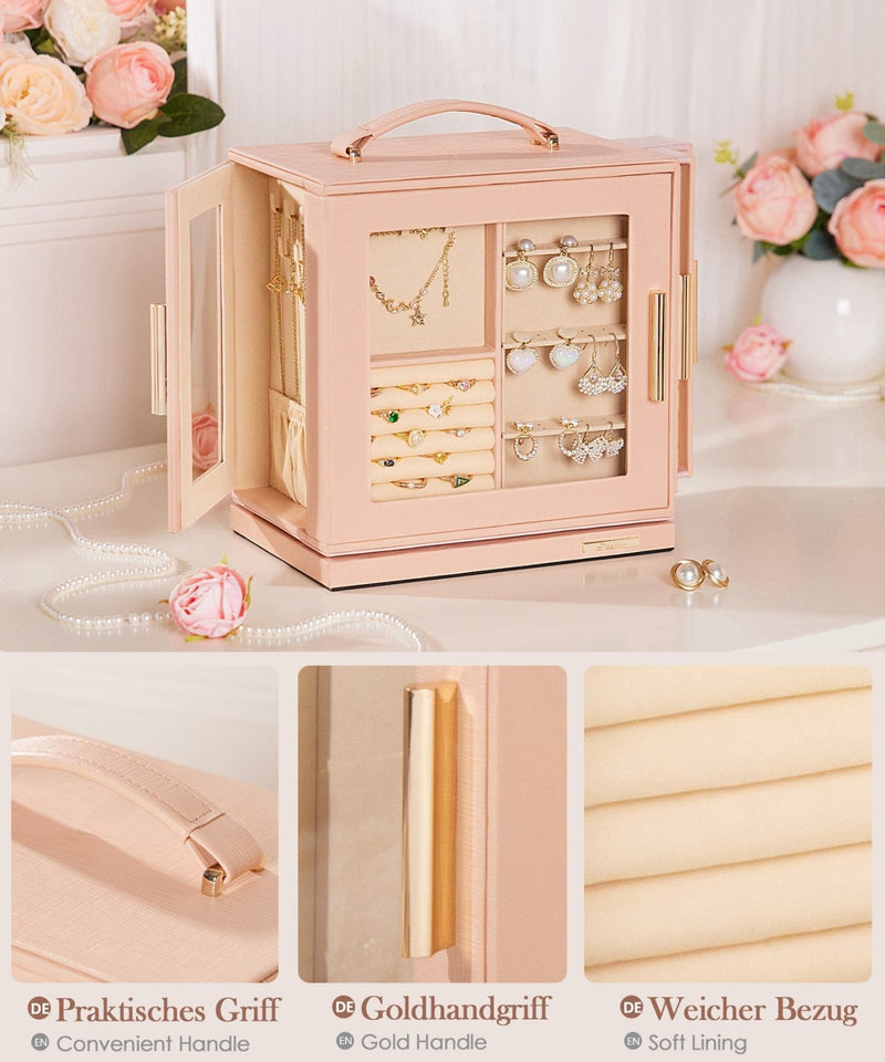 Yorbay Schmuckkästchen mit 360° Drehung, Klarem Schaufenster und 9 Schubladen - SL008-C148 - 20 - Yorbay.de