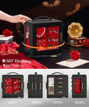 Yorbay Schmuckkästchen mit 360° Drehung, Klarem Schaufenster und 9 Schubladen - SL008-C152 - 36 - Yorbay.de