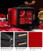 Yorbay Schmuckkästchen mit 360° Drehung, Klarem Schaufenster und 9 Schubladen - SL008-C150 - 34 - Yorbay.de