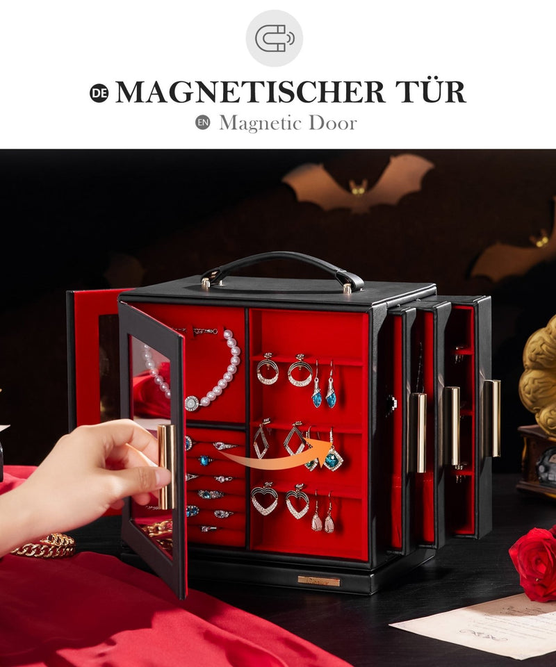 Yorbay Schmuckkästchen mit 360° Drehung, Klarem Schaufenster und 9 Schubladen - SL008-C150 - 31 - Yorbay.de