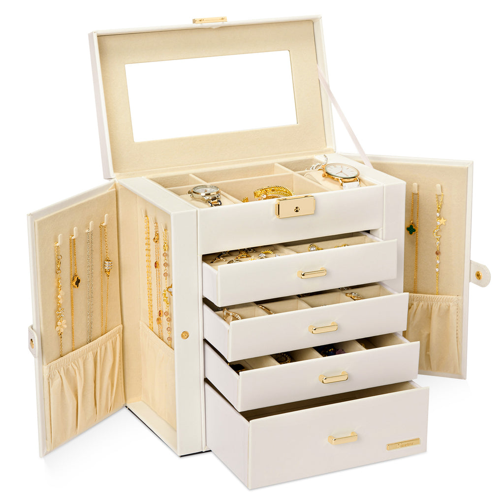 Lockable jewelry box with mirror, handle and lock — Yorbay.de