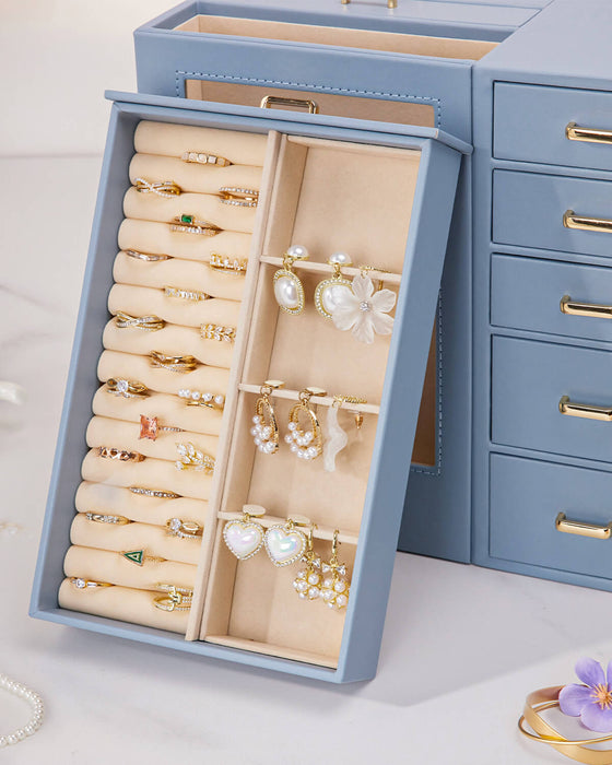 Yorbay jewelry box with 8 drawers and glass window