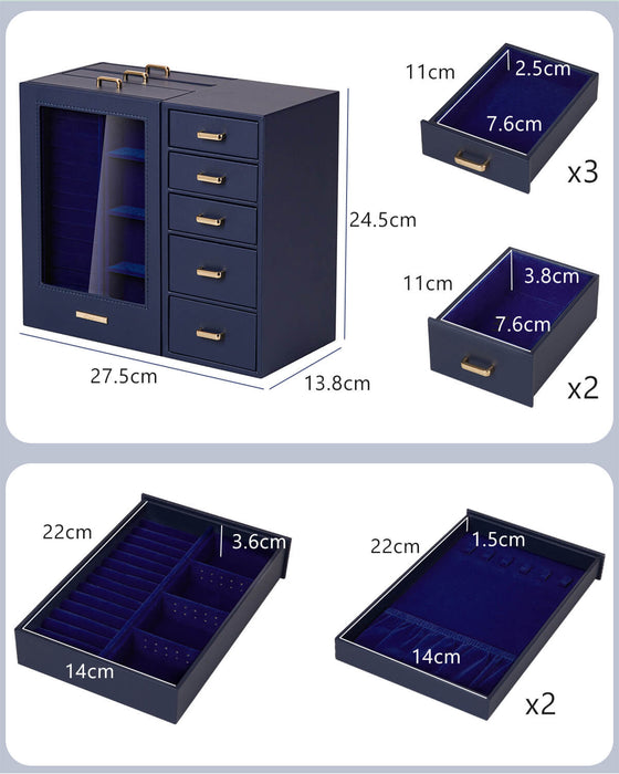 Yorbay jewelry box with 8 drawers and glass window