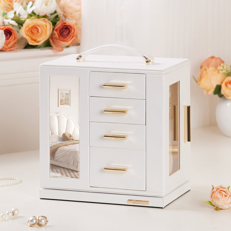 Yorbay Schmuckkästchen mit 360° Drehung, Klarem Schaufenster und 9 Schubladen - SL008-C150 - 27 - Yorbay.de