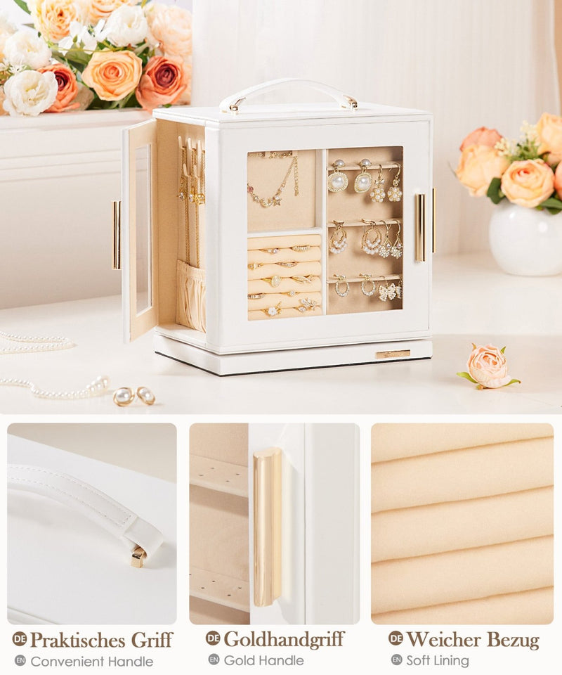 Yorbay Schmuckkästchen mit 360° Drehung, Klarem Schaufenster und 9 Schubladen - SL008-C144 - 6 - Yorbay.de