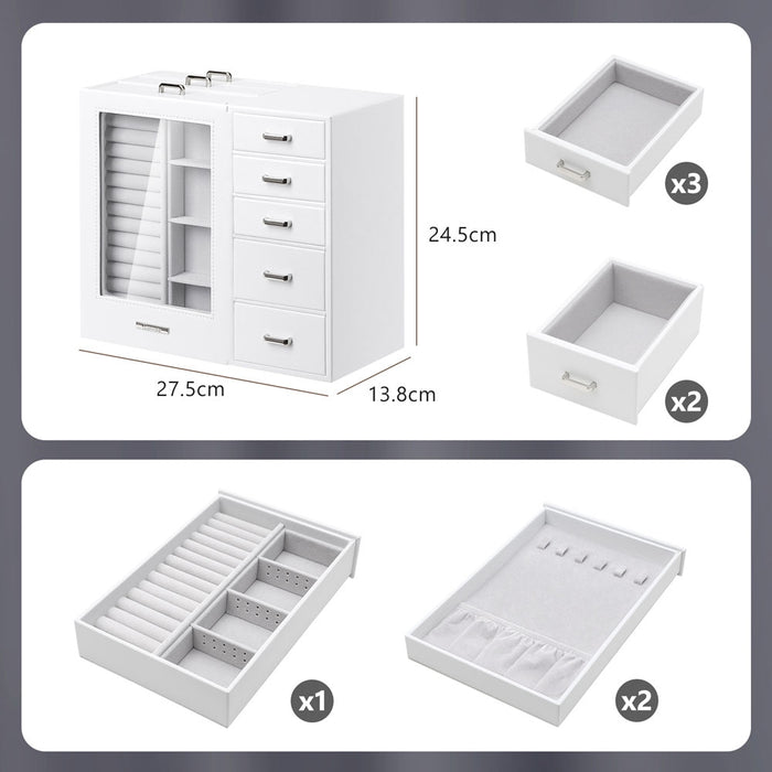 Yorbay Schmuckschatulle mit 8 Schubladen und Glasfenster - B76 - 3 - Yorbay.de